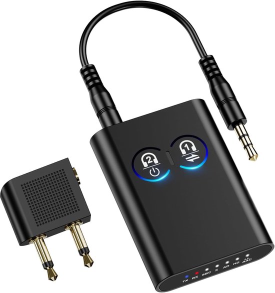 Bluetooth-adapter，bluetooth 5.2 Empfänger/sender，3,5-mm-klinkenanschluss，für 2 Kopfhörer