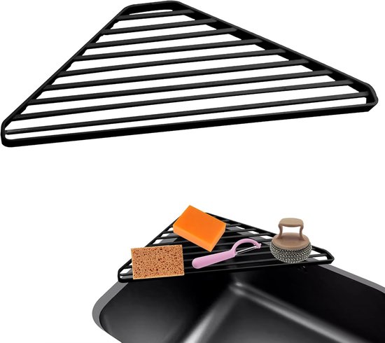 2-teiliger Rollbarer Geschirrtrockner，für Spülbeckenecken Und Dreieckige Spülbecken，robust Und Langlebig，geeignet Für Die Küche，schwarz