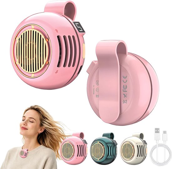 Mini-ventilator Ohne Rotorblätter Mit Clip，ausgestattet Mit Led-anzeige，360° Drehbar，geeignet Für Die Verwendung An Hemd，leise (rosa)