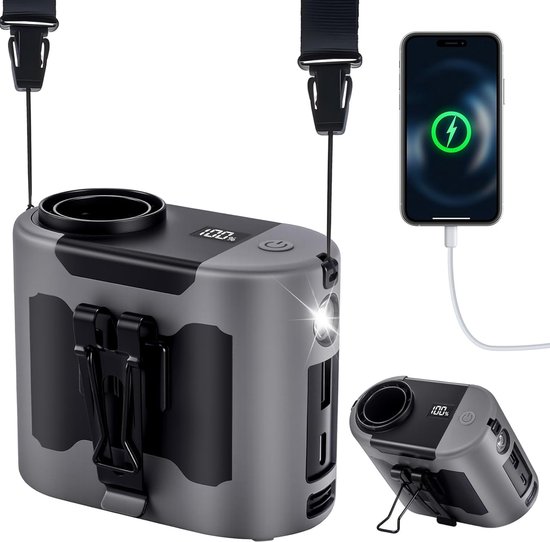 Tragbarer Ventilator Mit 10000 Mah，40 Stunden Laufzeit，5 Windstufen，freihändiger Nackenventilator Mit Led-beleuchtung