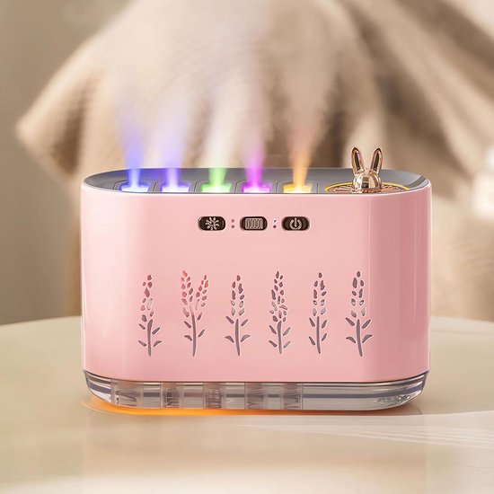 Luftbefeuchter Mit 5 Düsen Und Kaltnebel，musiksensor Und Diffusor Mit 20-farbigem Led-licht，700 Ml Ätherischem Öldiffusor，homeoffice (rosa)