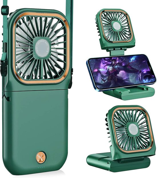 Tragbarer Nackenventilator: Mini，usb-aufladbar，mit Handyhalterung，geeignet Für Zuhause，outdoor Und Reisen，freihändige Nackenventilatoren