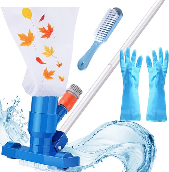 Poolsauger, Poolreinigungsset, Tragbarer Poolbodensauger Mit 5-teiligem Griff, Für Aufstellpools, Teiche, Aufblasbare Pools, Whirlpools/spas