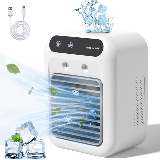 Tragbare Klimaanlage，tragbare Klimaanlage Ohne Abfluss，25-w-mini-klimaanlage，2 Kühle Luftströme，2 Geschwindigkeitsstufen，persönlicher Ventilator