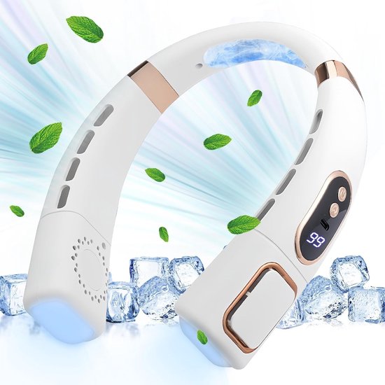 Nackenventilator，8000 Mah Mit Kühlplatte，led-licht，wiederaufladbarer Nackenventilator Ohne Rotorblätter，geeignet Für Urlaub，reisen Und Camping