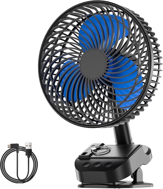 4-in-1 Usb-ventilator，20 Cm (8 Zoll) Clip-ventilator，5 Geschwindigkeitsstufen，automatische Drehung Um 45°/90°，3 Zeiteinstellungen