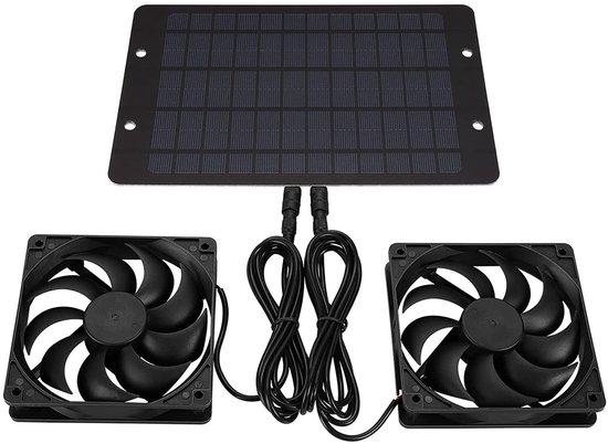 10-w-solarventilator-set, Doppelventilator, Geeignet Für Dachboden, Gewächshaus, Hühnerstall, Tiergehege Und Auto
