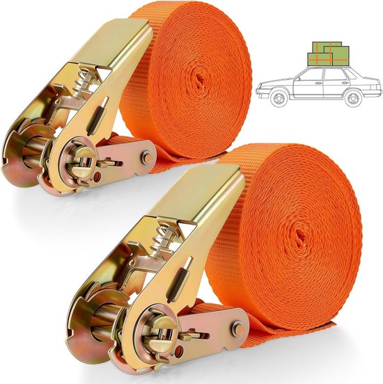 Set Mit 3 Robusten Polyester-ratschengurten (3 × 2,5 Cm) – Ideal Für Den Transport Von Möbeln, Autos Und Motorrädern.