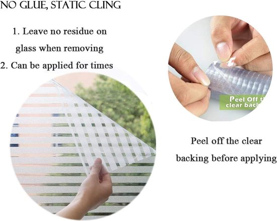 Fensterfolie，klebstofffreie Klebefolie Für Fenster Und Badezimmer，45 Cm × 4 M，1/2 Matte Streifen