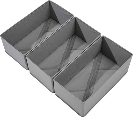 Sockenschubladen-organizer-set，3-teilig，faltbare Aufbewahrungsboxen Aus Stoff Zur Unterteilung Von Unterwäsche，grau