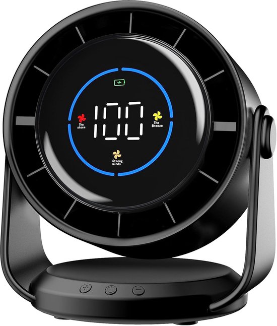 Intelligenter Tischventilator，tragbarer Usb-ventilator Mit Led-anzeige，100 Geschwindigkeitsstufen，105° Verstellbarer Neigungswinkel