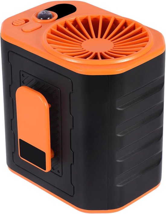 Wiederaufladbarer 6000-mah-ventilator Mit Gürtel-/nackenclip, 20 Stunden Laufzeit, 3 Geschwindigkeitsstufen, Kühlung, Orange