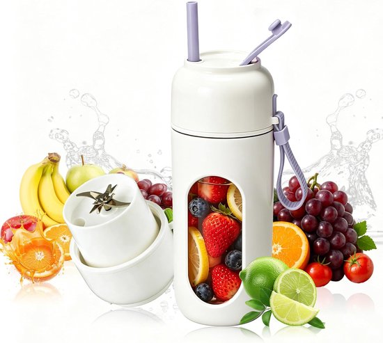 Tragbarer Mixer Für Shakes Und Smoothies，340 Ml Mini-mixer Mit 12 Edelstahlklingen，geeignet Für Zuhause，sport Und Reisen (violett)