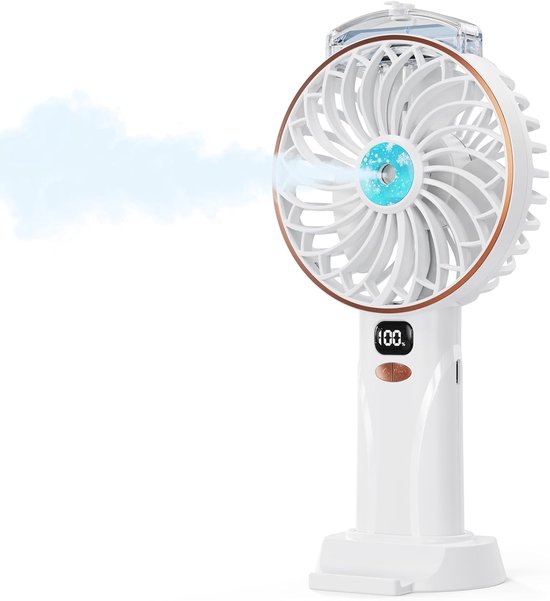 Mobiler Handventilator Mit Sprühfunktion，5 Einstellbare Geschwindigkeitsstufen Mit Led-anzeige，abnehmbarer Standfuß