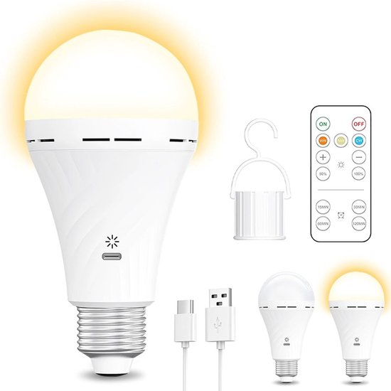 Led-lampe – E27 – 2600 Mah – Dimmbar – Mit Fernbedienung Und Timer