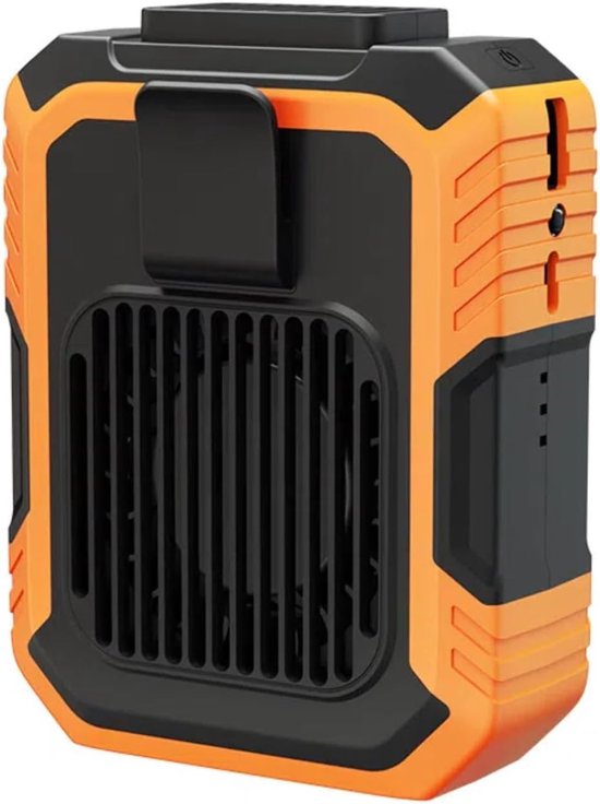 Tragbarer Ventilator – Hüftventilator – 3 Geschwindigkeitsstufen – Usb-aufladbar – Turbinenförmiges Belüftungssystem – Orange