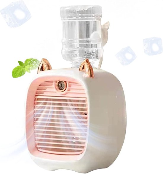 Mini-ventilator，usb，tragbarer 3-in-1-tischventilator Mit Luftkühlung，luftbefeuchter Und Led，3 Geschwindigkeitsstufen，schlafzimmer Und Sommer，rosa