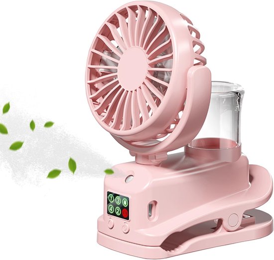 Clip-ventilator Mit Wassernebelfunktion，4 Einstellungen，tragbarer Mini-ventilator，kabelloser Tischventilator，800 Mah Akku，usb-aufladbar，pink