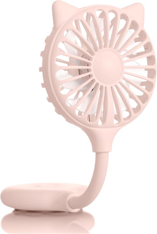 Mini-ventilator Mit Katzenohren，3 Geschwindigkeitsstufen，sockel Mit Saugnapf，usb-aufladbar，23 Cm Hoch (rosa，23 X 8 X 2,5 Cm / Klein)