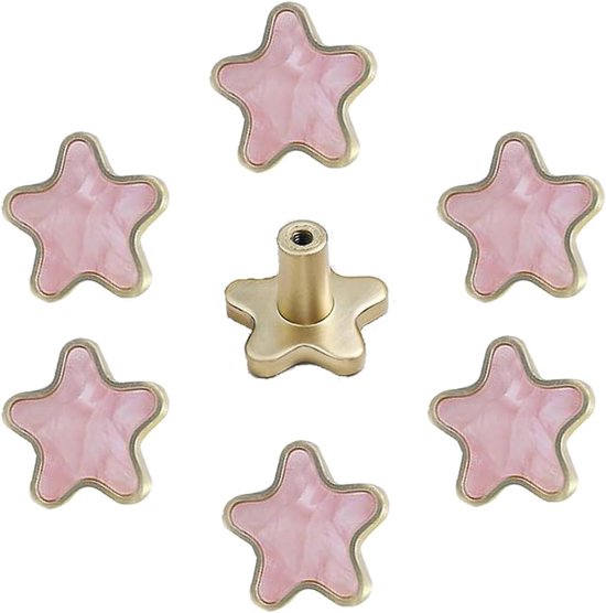 Sternförmige Messinggriffe，sternförmige Knöpfe Für Schubladen，gebürstetes Gold，kleiderschränke (rosa)