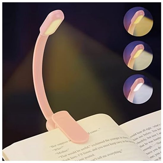 Led-leselampe, Buchlampe, Klemmleselampe, Usb-aufladbar, 360°-tablet-leselampe, Rosa