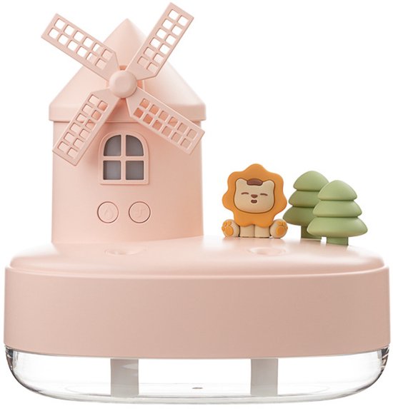Windmühlen-spieluhr-luftbefeuchter Usb, Niedlicher Mini-haustier-doppelsprüher – Rosa