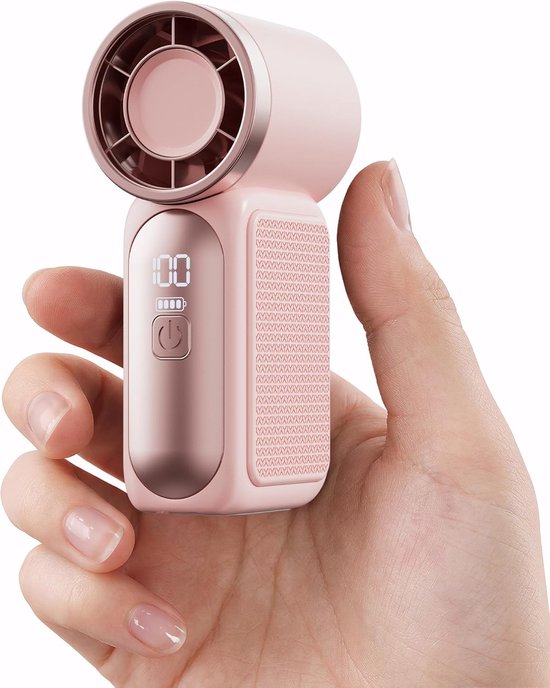 Tragbarer Mini-handventilator，6 Geschwindigkeitsstufen，mit Led-anzeige，usb-aufladbar Und Mit Trageschlaufe Für Make-up. (rosa)