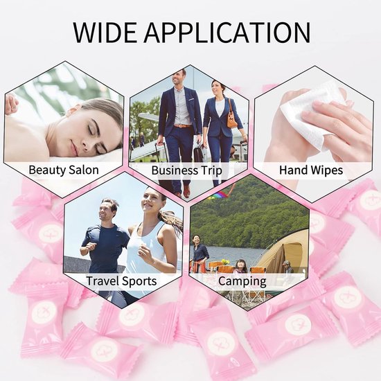 Komprimierte Handtücher，100 Mini-tücher，tragbare Gesichtstücher，baumwolltaschentücher，haushaltsreinigung Und Andere Outdoor-aktivitäten (rosa)