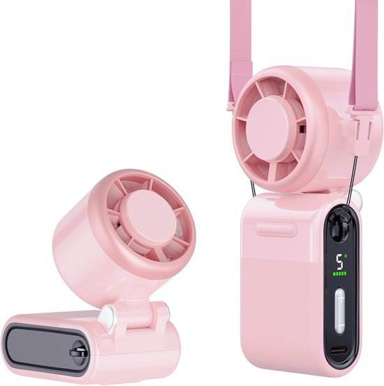 Tragbarer Handventilator Mit Turbofunktion，aber Leistungsstark，5-stufiger，wiederaufladbarer Mini-ventilator，geschenk Für Frauen Und Männer (pink)