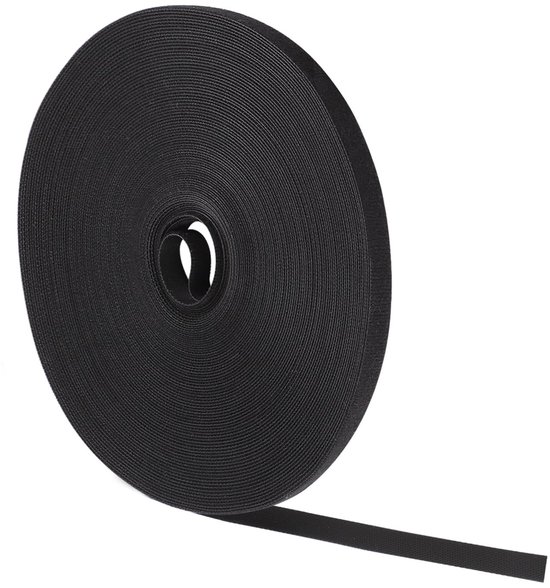 Dailygoods，25 M Kabelbinder Mit Klettverschluss，schwarz，10 Mm，25 M
