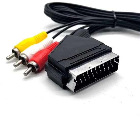 Adapterkabel, Scart Auf Composite-audio/video, Ein-/ausgang, 1,8 Meter, Schwarz - Scart-anschluss (21 Pins) 3 Cinch-anschlüsse