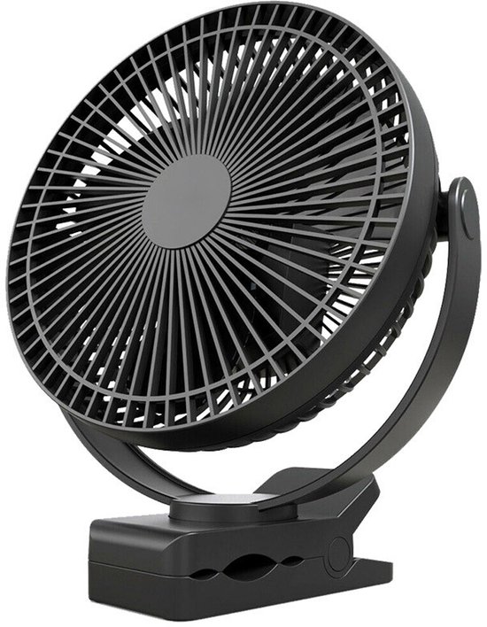 Clip-ventilator，8-zoll-tischventilator，batteriebetriebener Ventilator Mit 4 Geschwindigkeitsstufen，360°-drehung，reisen Und Camping (schwarz)