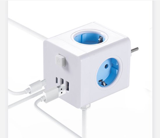 Multifunktionale Steckdosenleiste – 4 Steckdosen – 2 Usb-anschlüsse – Schwarz
