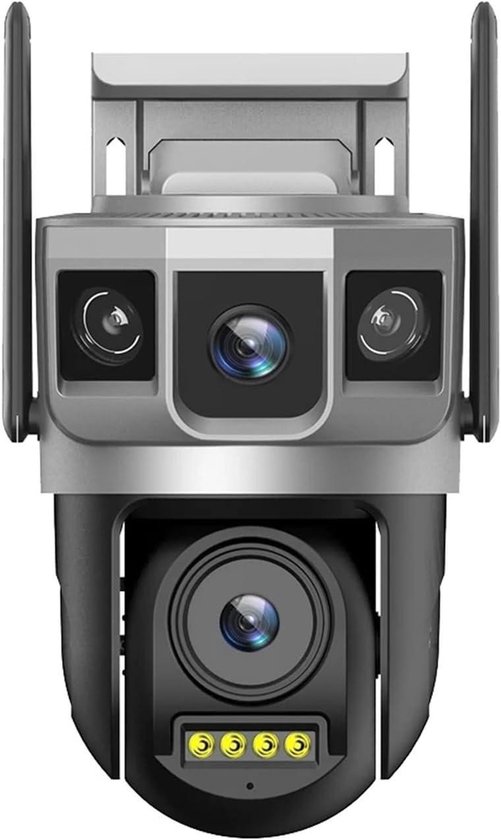 Dual-objektiv-sicherheitskamera – Wlan-ip-kamera – Außenüberwachung – Dreifach-bildschirmansicht – 4 Mp, 6k-auflösung – Schwarz