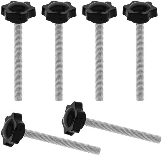 6 Stück Sternknopf-rändelschrauben M10 X 100 Mm – Schwarz