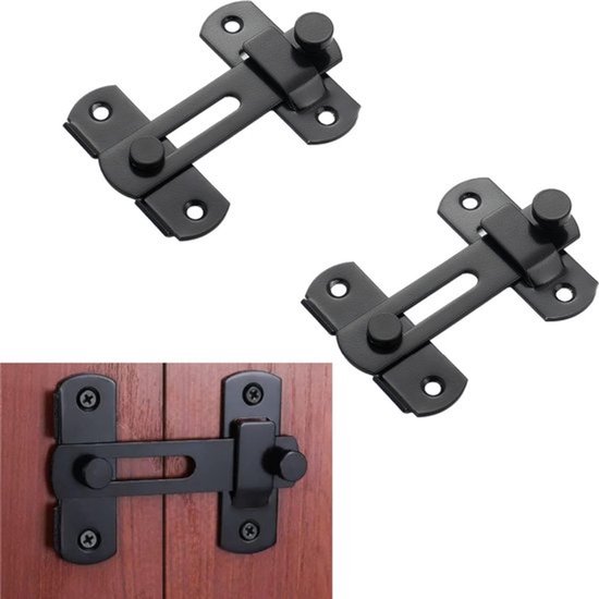 2 Stück，türschloss Aus Edelstahl，sicherheitstürschloss，scheunentorschloss，robust Und Langlebig，schwarz，7 X 10 Cm