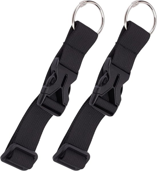 Ttgoods，gepäckgurte Zum Sicheren Verschließen Ihres Gepäcks，2er-set，verstellbare Gurte Mit Ringen，inklusive Kunststoffschnalle Und Tasche，schwarz