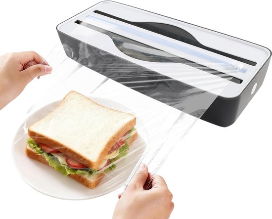 2-in-1-aufbewahrungsbox Aus Folie – Schwarz – Mit Cutter Und Magnetverschluss