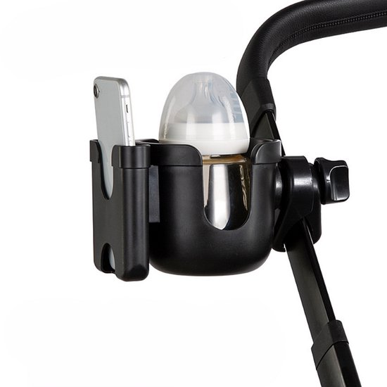 Brandneuer Universeller Getränkehalter Mit Integrierter Handyhalterung Für Kinderwagen，kinderwagenzubehör，2-in-1-kombi，schwarz