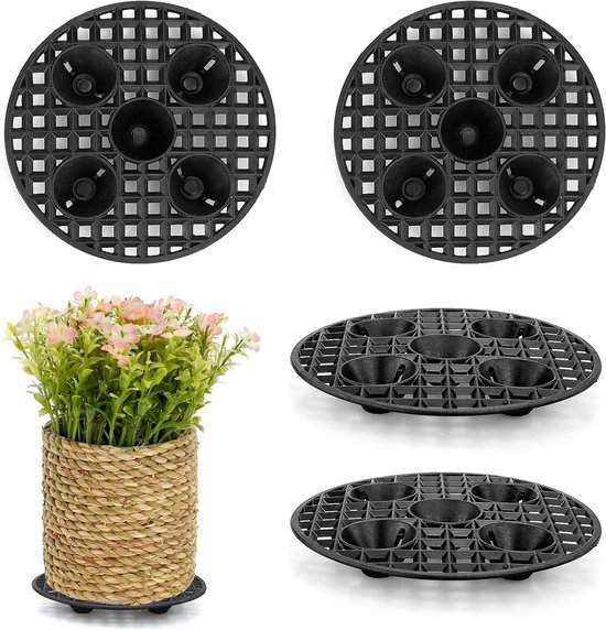 Allecto，für Drinnen Und Draußen Geeignet，pflanzenhöhenverstellung，schwarz，kunststoff，20 Cm，4er-set
