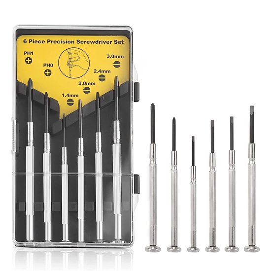 Allecto – Brillen-schraubendreher-set – Mini-schraubendreher Für Uhren – 6-teilig – Schwarz – Diy-reparatur – Geeignet Für Brillen Und Uhren