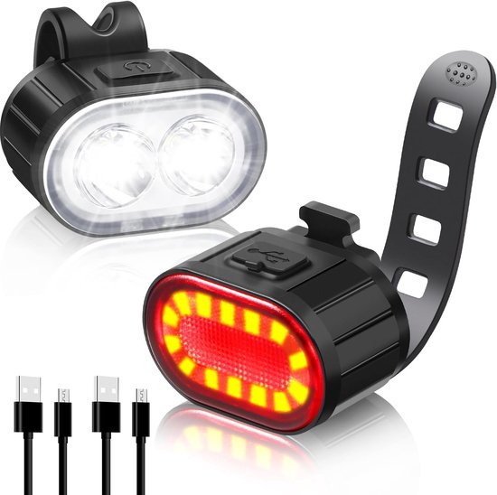 Led-fahrradbeleuchtungsset – Vorder- Und Rücklicht – Sichereres Radfahren – Vielseitige Lichtmodi – Usb-aufladbar – Schwarz