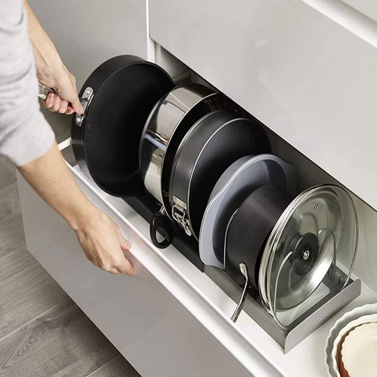 Topfregal，7-stufig，küchenschrank-organizer，aufbewahrungsregal Für Töpfe Und Deckel，topfdeckelhalter-schublade，schwarz