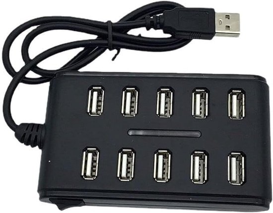 10-port-hub – Usb-splitter-adapter – Mehrere Geräte – Hohe Übertragungsgeschwindigkeit – Tragbares Design – Schwarz
