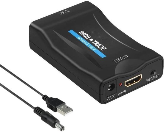 Scart-zu-hdmi-konverter – Videoadapter – Anschluss Älterer Geräte – Full Hd 1080p – 1 Stück – Schwarz