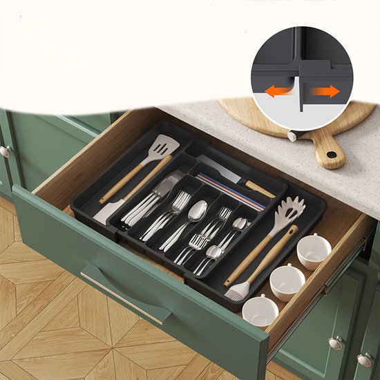 Aufbewahrungsbox，aufbewahrungsboxen，besteckorganizer Für Küchenschubladen，ausziehbare Schubladen Für Mehr Ordnung In Der Küche，schwarz