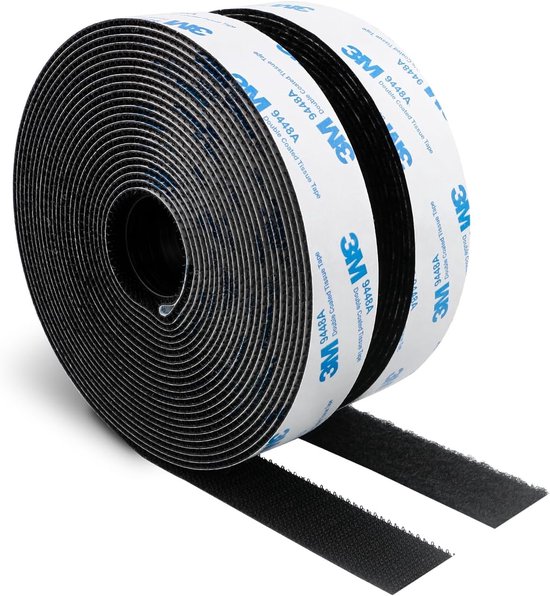 3m Klettverschluss，25 Mm X 3 M，schwarz，strapazierfähige Selbstklebende Rückseite，nylon-gewebeverschluss，klebestreifen Für Bastelarbeiten