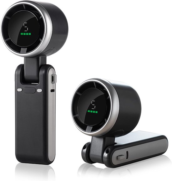 Tragbarer Mini-turboventilator，3600-mah-akku Mit Led-anzeige，180° Faltbarer 3-in-1-ventilator Mit 5 Geschwindigkeitsstufen Für Reisen，schwarz