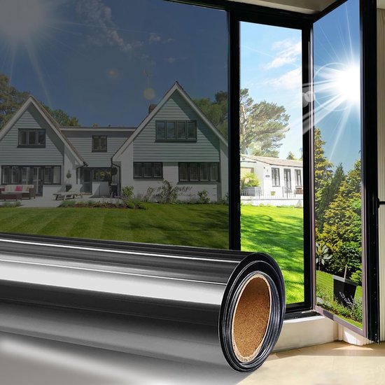 Fensterfolie – Sichtschutzfolie Für Fenster (einseitig) – Hitzebeständig Und Uv-beständig – Spiegelfolie – 2 M X 50 Cm – Schwarz Und Silber