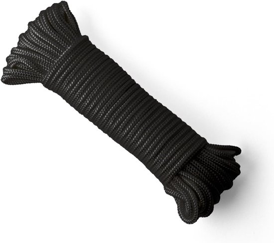 Nylonseil – 6 Mm – 20 M – Schwarz – Für Diverse Anwendungen Geeignet – Geflochtenes Seil – Verschleißfest